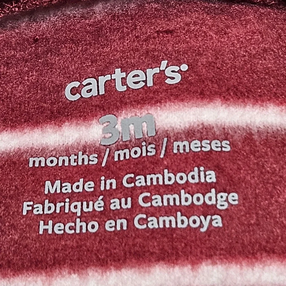 NWT Carter's 3 Months‎ Fox Burgandy Fleece Sleep & Play Footed Pajamas 2 Way Zip